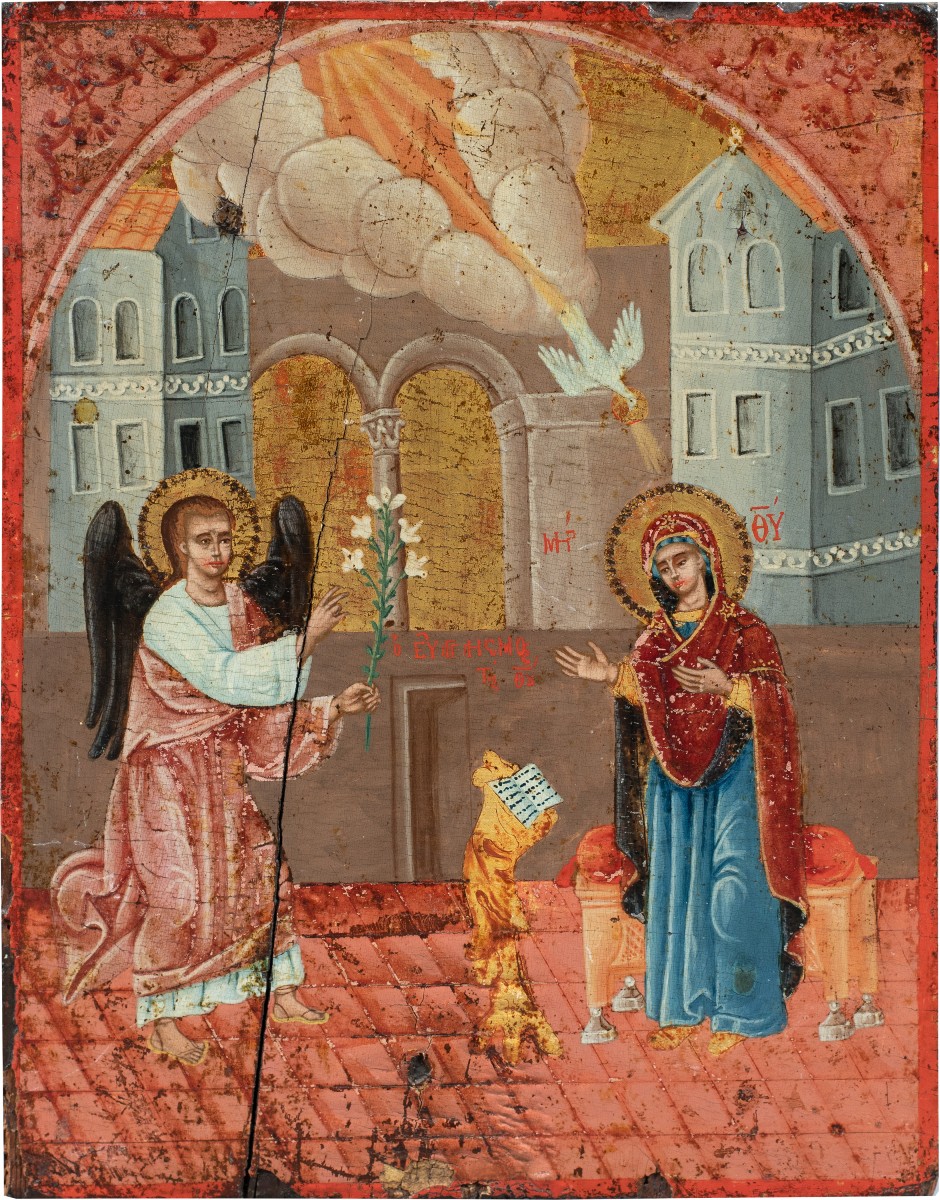 Icona greco-ortodossa (XIX sec.) - Annunciazione.