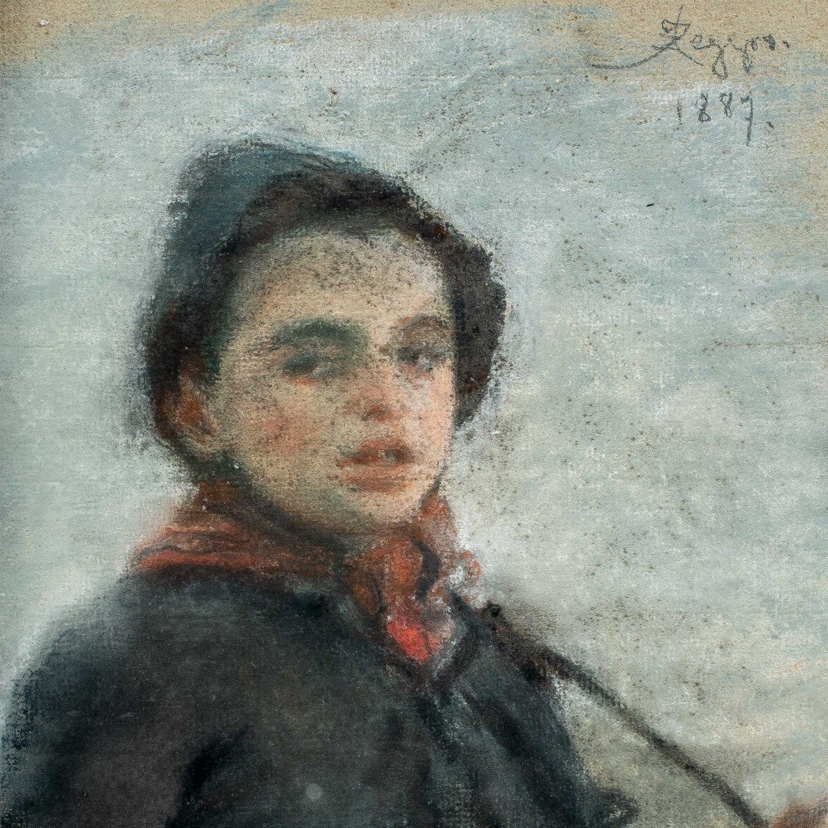 Alessandro Zezzos (Venezia 1848  Vittorio Veneto 1914) - Ritratto di giovane venditore.-photo-2