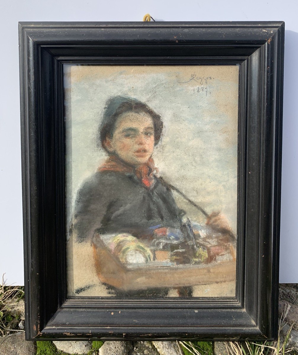 Alessandro Zezzos (Venezia 1848  Vittorio Veneto 1914) - Ritratto di giovane venditore.-photo-4