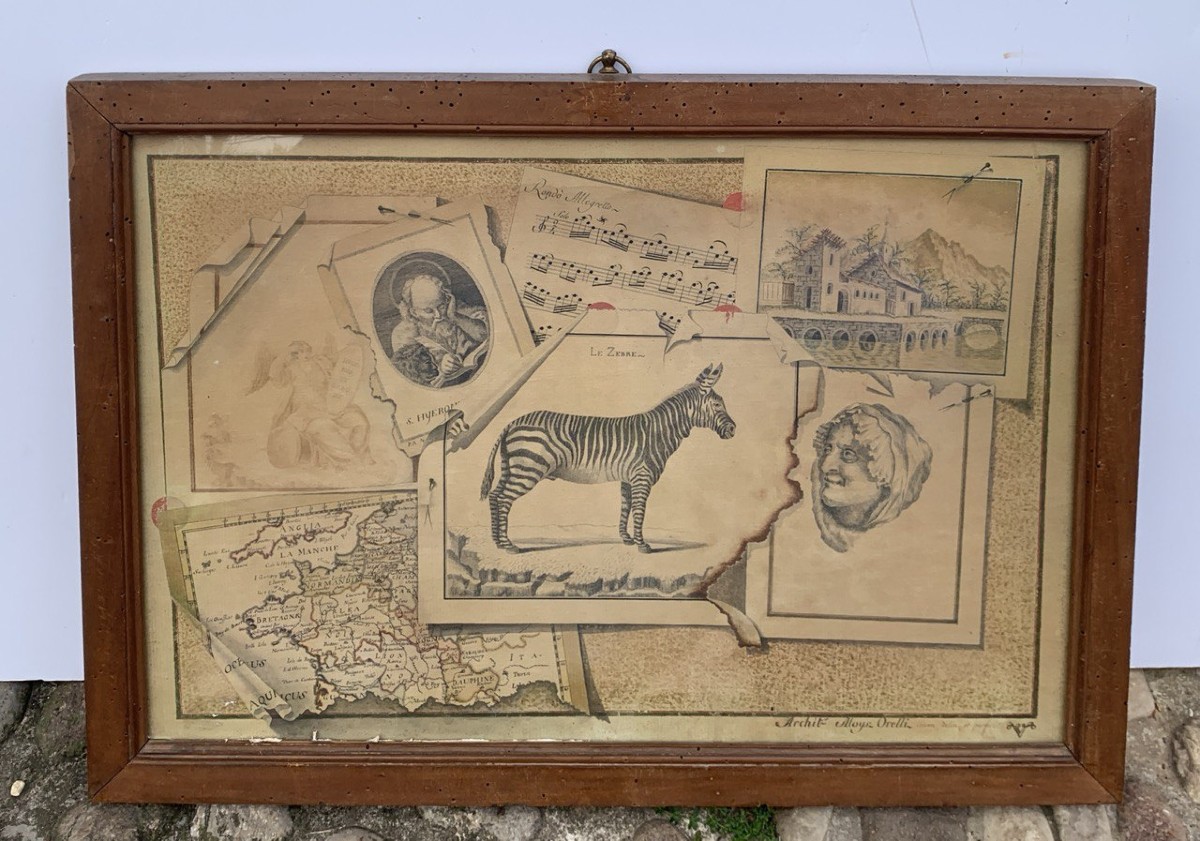 Aloys Orelli (attivo in Italia inizi XIX sec.) - Trompe l’oeil con incisioni.-photo-4