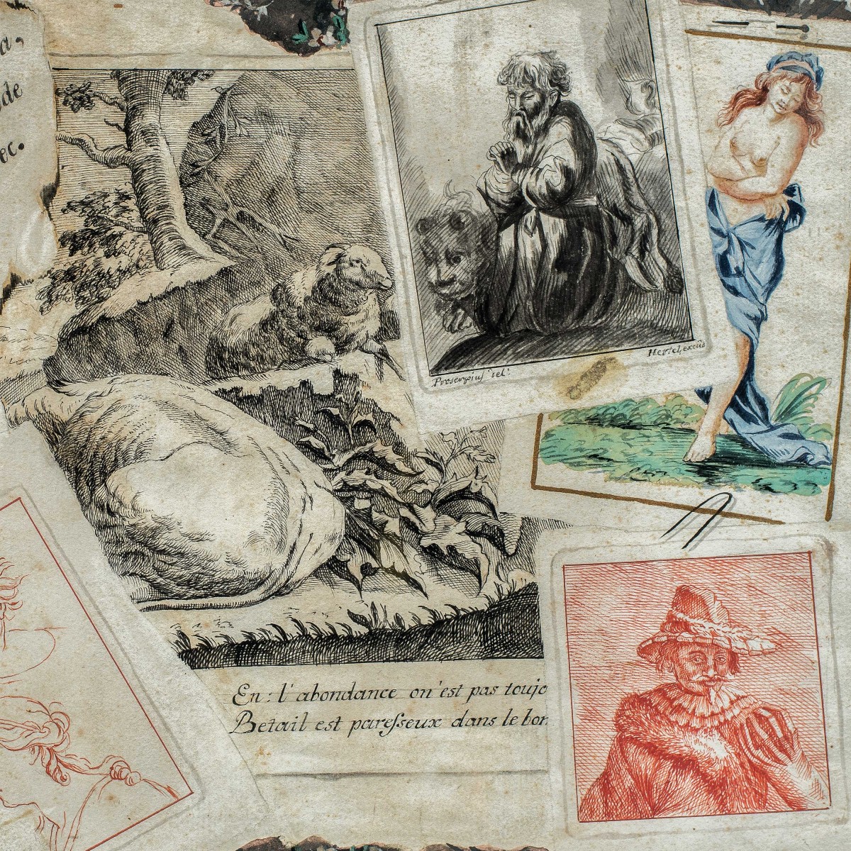 Giovanni Proserpio (attivo in Lombardia fine XVIII sec.) - Trompe l’oeil con incisioni antiche.-photo-2