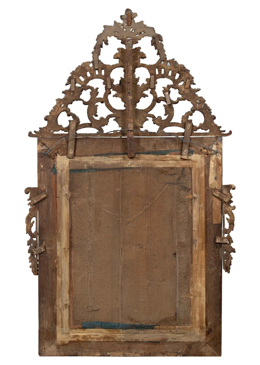 Grande specchiera in legno intagliato e dorato. Venezia, XVIII-XIX secolo.-photo-3