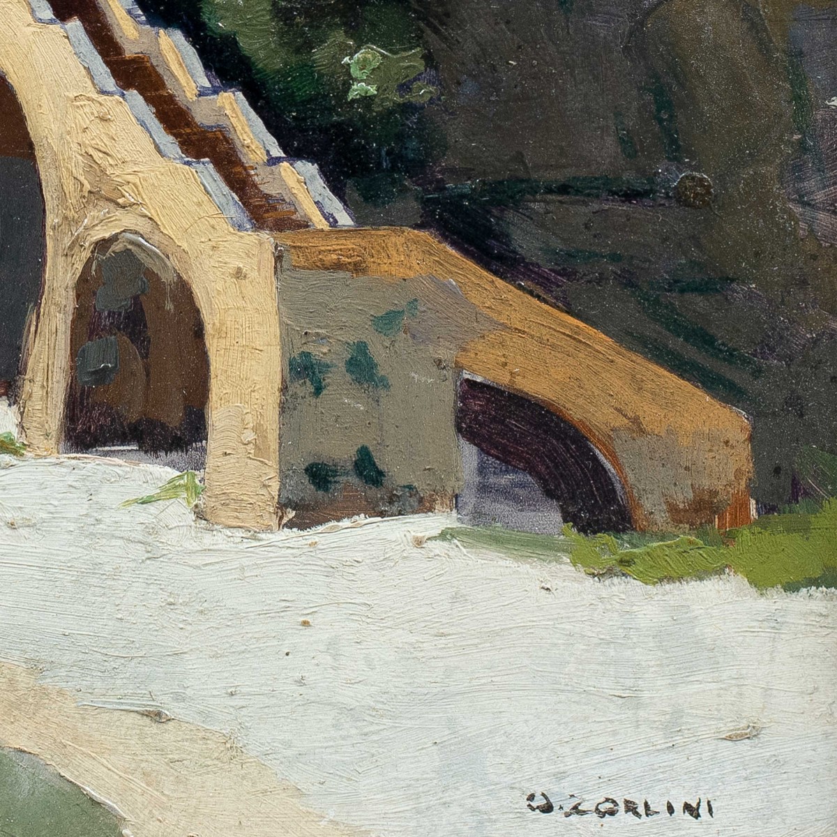 Ottone Zorlini (Treviso 1891 - San Paolo 1967) - Paesaggio scalinata.-photo-2