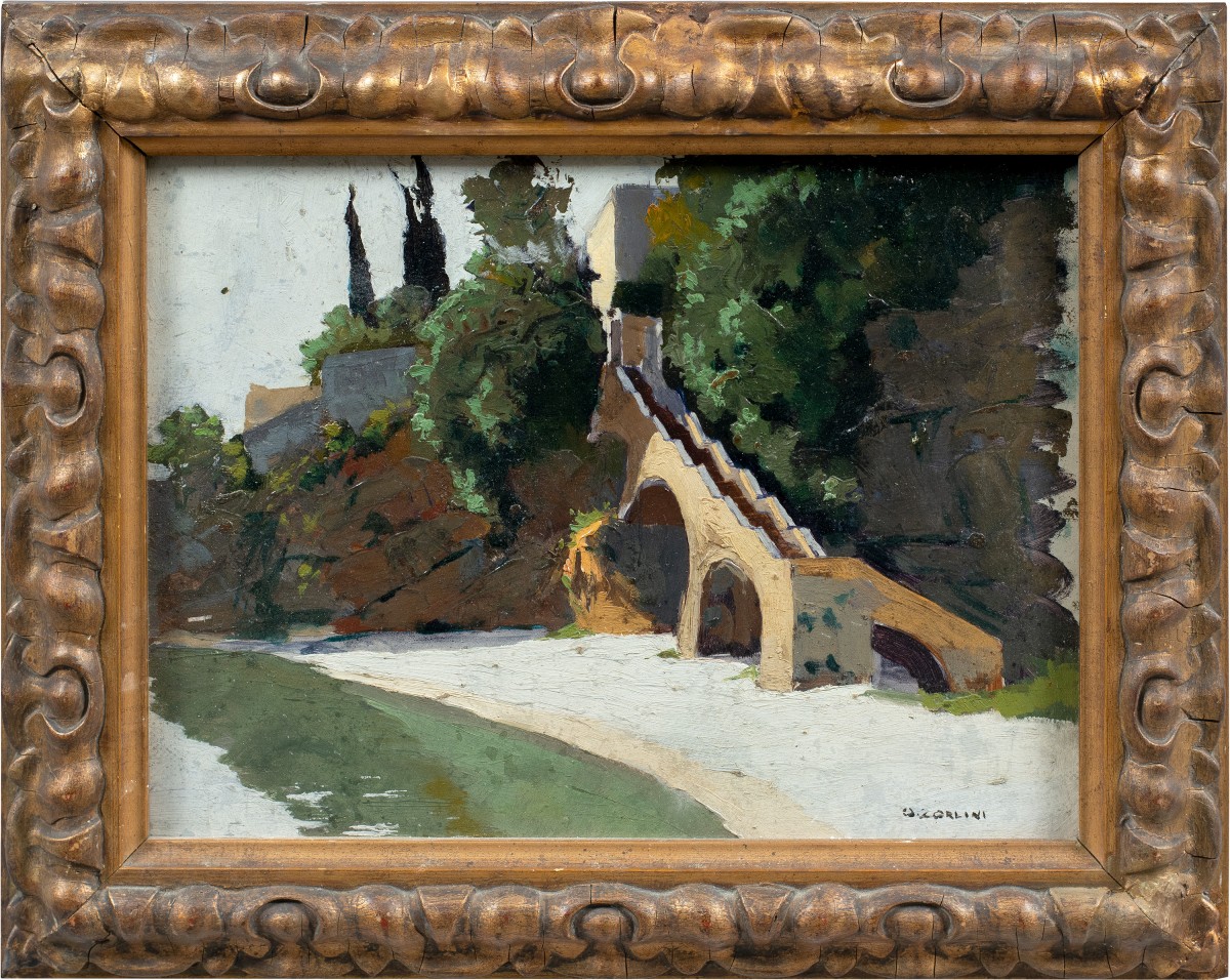 Ottone Zorlini (Treviso 1891 - San Paolo 1967) - Paesaggio scalinata.