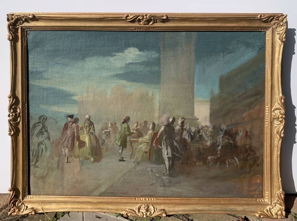 Pittore veneziano (inizi XX sec.) - Carnevale a Venezia in Piazza S. Marco.-photo-4