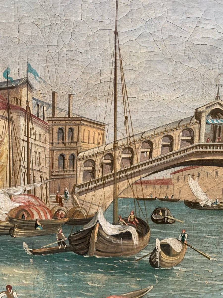 Pittore veneziano (XIX sec.) - Venezia, veduta del Ponte di Rialto.-photo-1