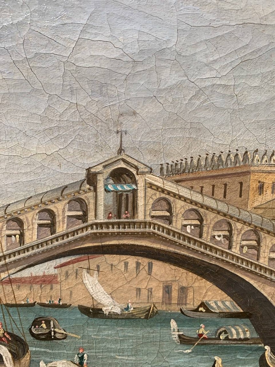Pittore veneziano (XIX sec.) - Venezia, veduta del Ponte di Rialto.-photo-2
