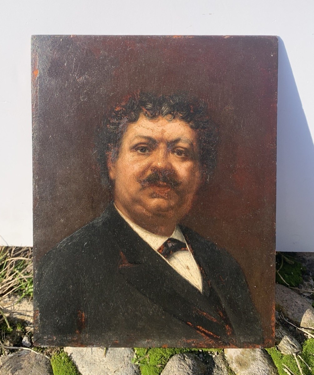 Pittore francese (XIX sec.) - Ritratto di Alexandre Dumas.-photo-4