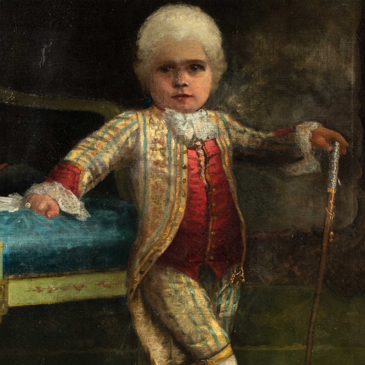 Pittore italiano (attivo nel XIX-XX sec.) - Ritratto di bambino aristocratico.-photo-2