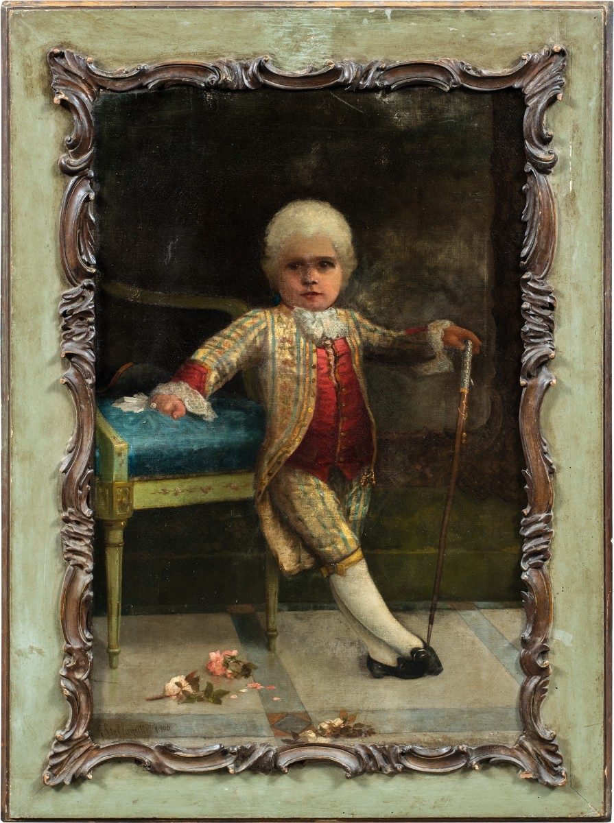 Pittore italiano (attivo nel XIX-XX sec.) - Ritratto di bambino aristocratico.