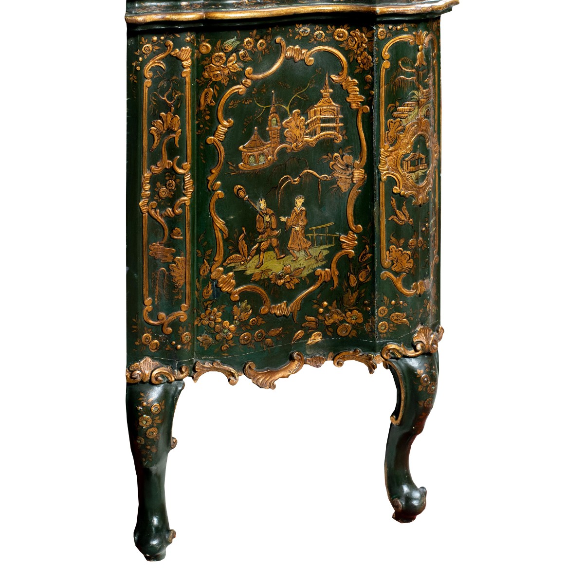 Cassettone in legno laccato e dipinto con applicazioni in pastiglia dorata “a Chinoiserie”. XIX-photo-4