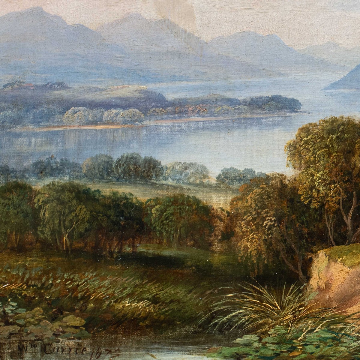 Pittore inglese (datato 1873) - Paesaggio montano con lago.-photo-2