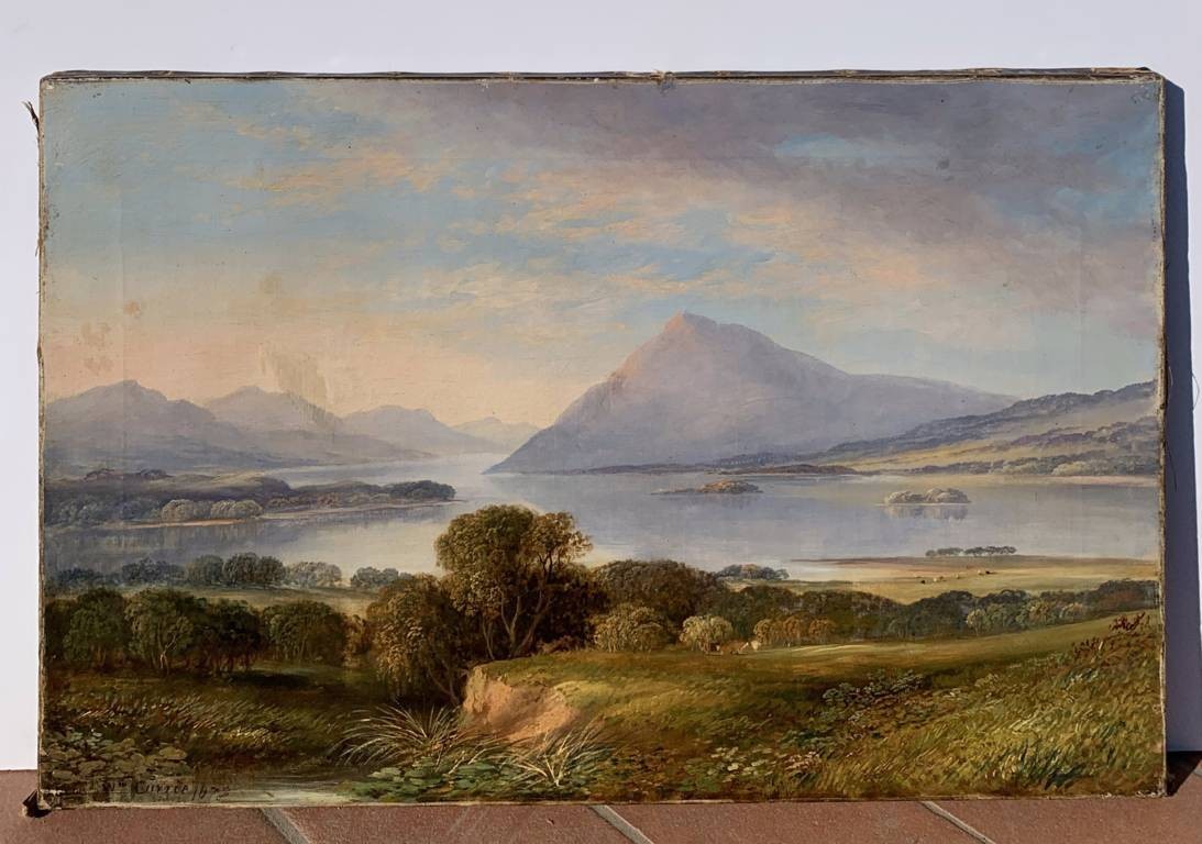Pittore inglese (datato 1873) - Paesaggio montano con lago.-photo-4