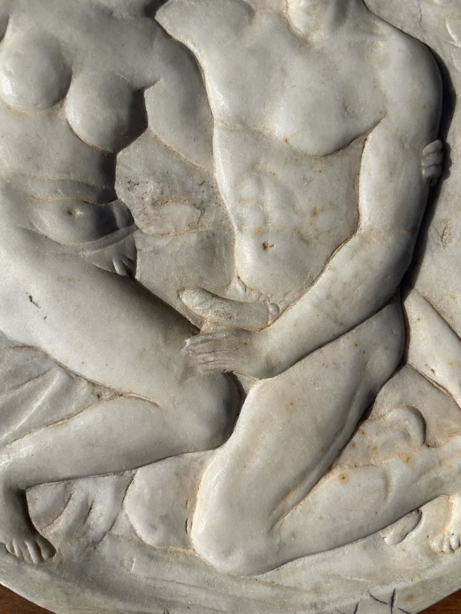 Scultura bassorilievo in marmo - Scena erotica. Italia, inizi XX secolo. -photo-4