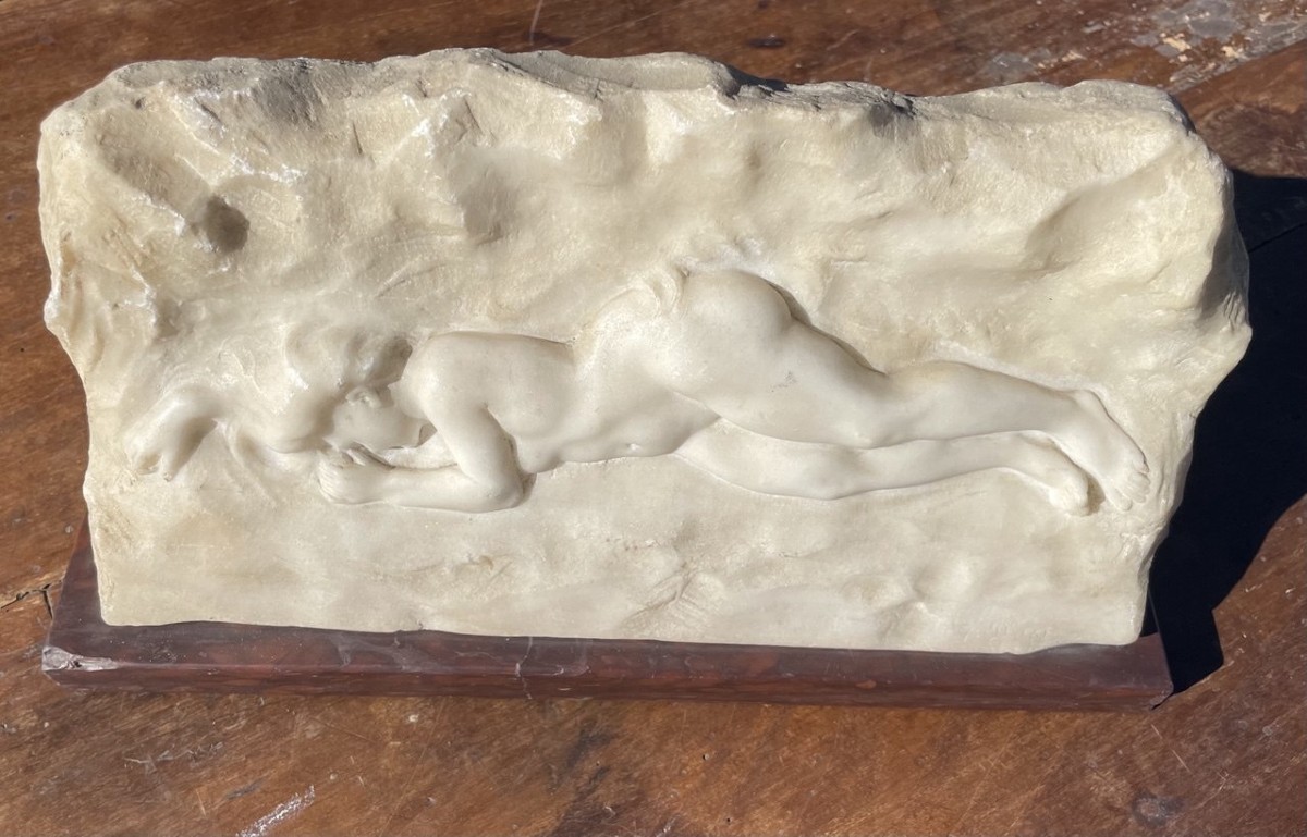 Scultura bassorilievo in marmo - Nudo di donna. Italia, inizi XX secolo.-photo-3