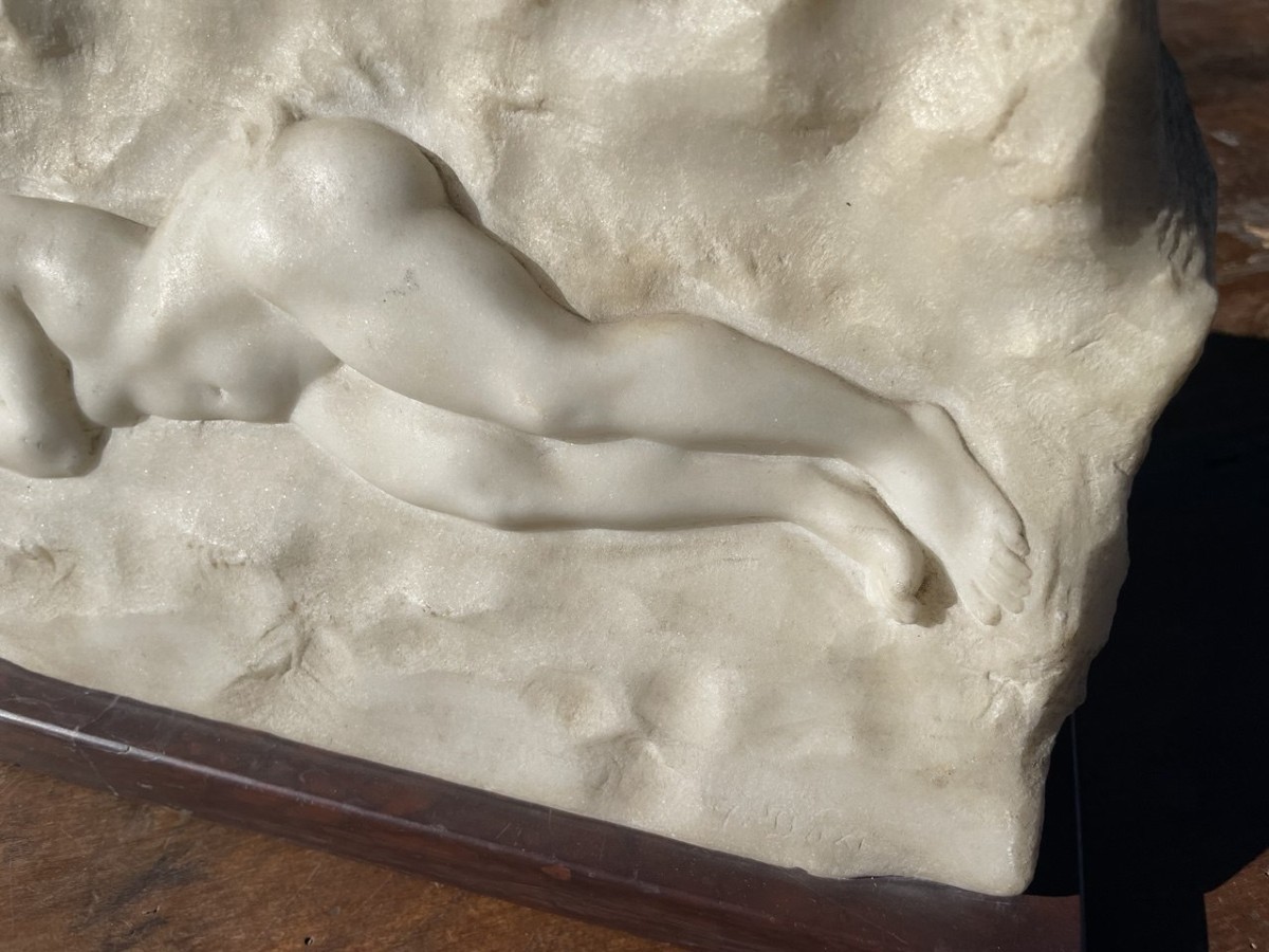 Scultura bassorilievo in marmo - Nudo di donna. Italia, inizi XX secolo.-photo-2