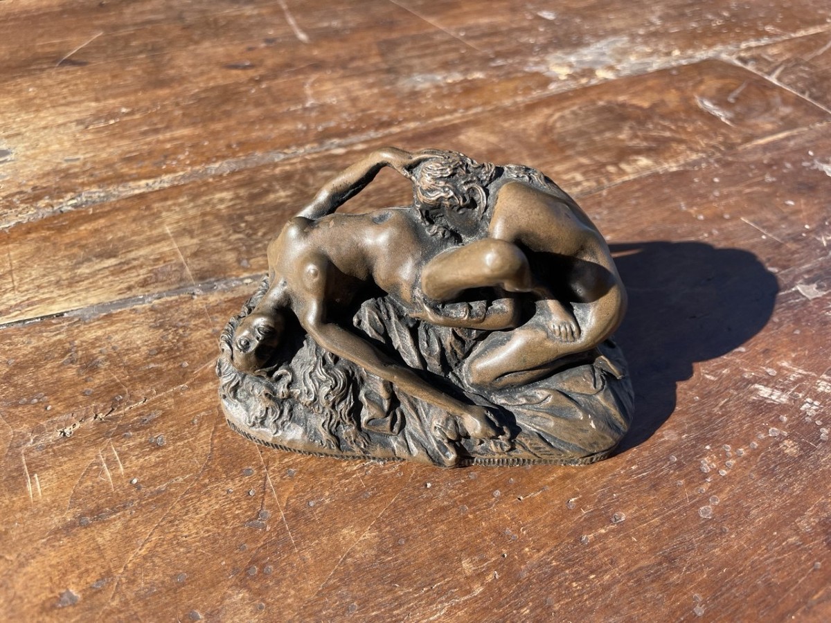 Sculturina in bronzo patinato - Scena erotica. J. M. Lambeaux (1852-1908).-photo-1
