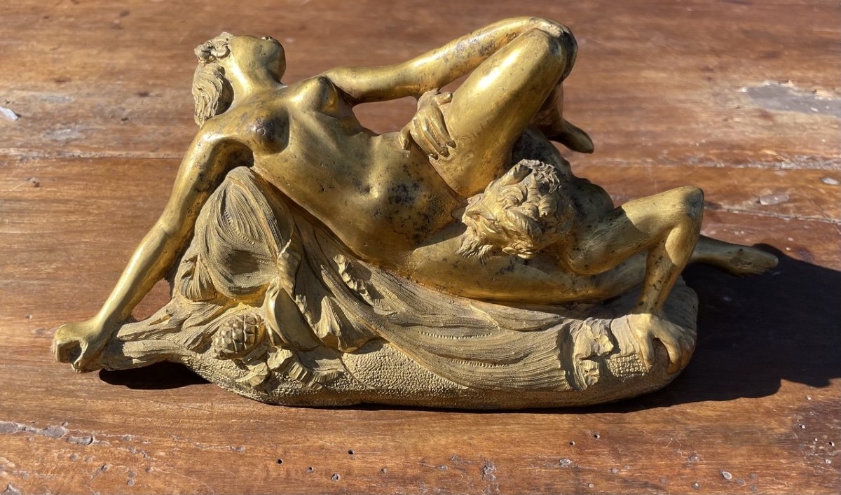 Sculturina in bronzo dorato - Scena erotica. Francia, fine XIX secolo.-photo-1