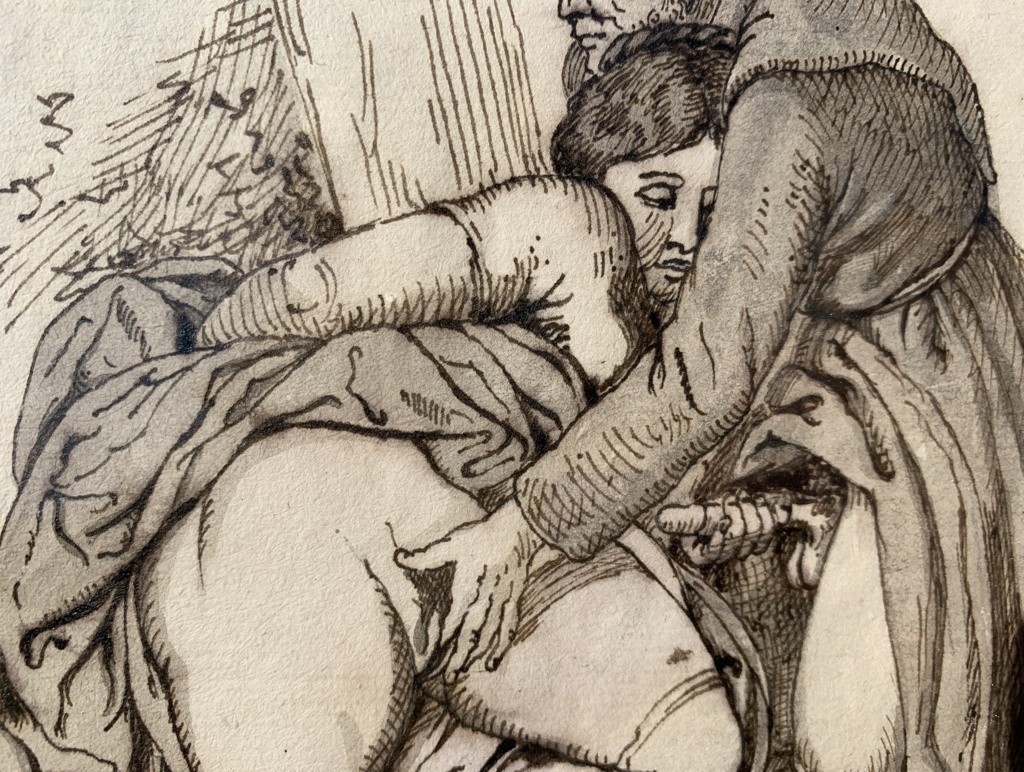 Pittore francese (XIX sec.) - Scena erotica.-photo-1