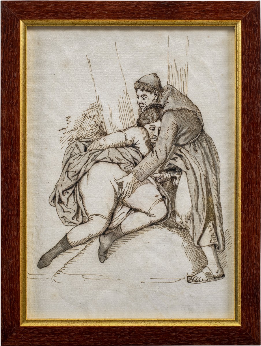 Pittore francese (XIX sec.) - Scena erotica.