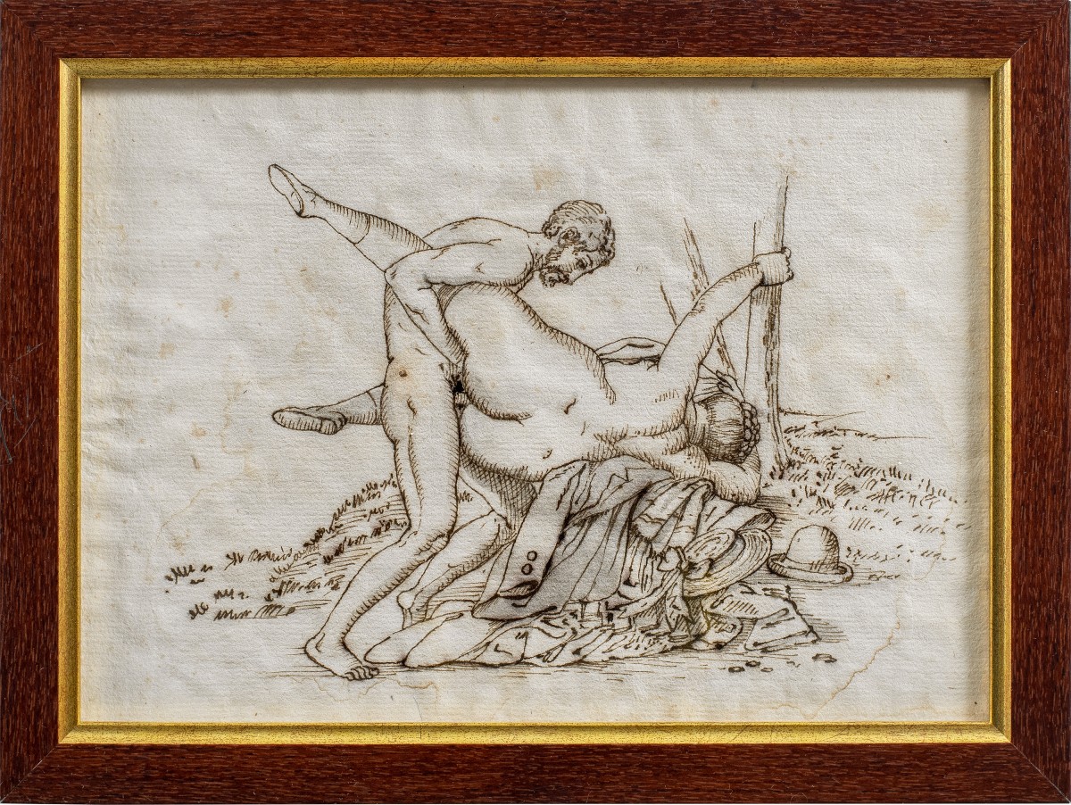 Pittore francese (XIX sec.) - Scena erotica.