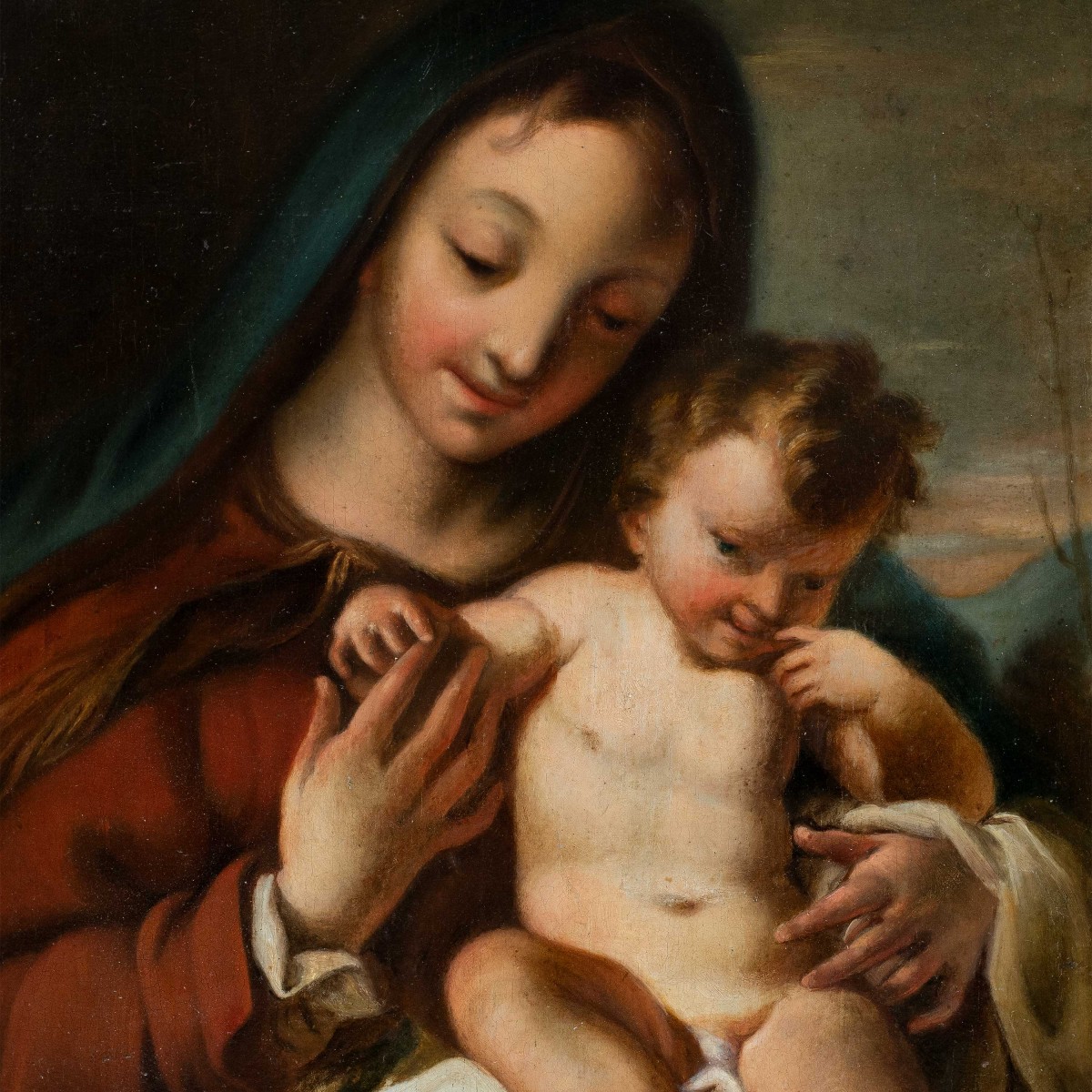 Nicola Grassi (Zuglio 1682 - Venezia 1748) bottega di - Madonna con Bambino.-photo-2