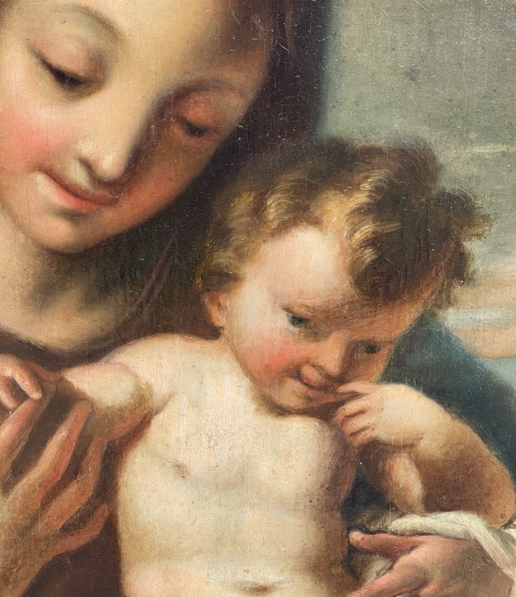 Nicola Grassi (Zuglio 1682 - Venezia 1748) bottega di - Madonna con Bambino.-photo-1