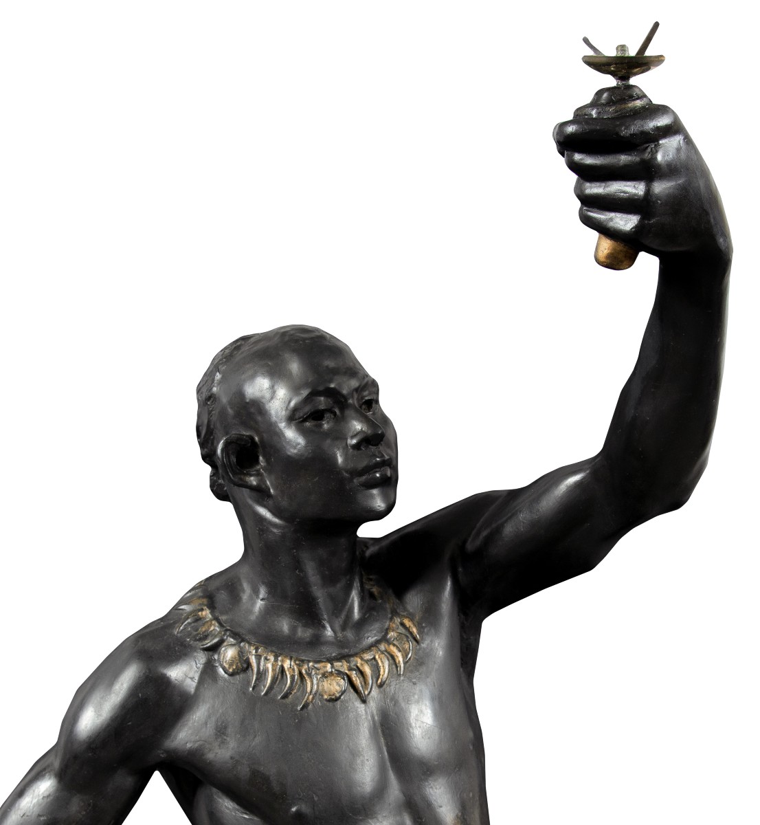 Scultura in legno intagliato, laccato e dipinto - Moro reggi torcia. Venezia, XIX secolo.-photo-3