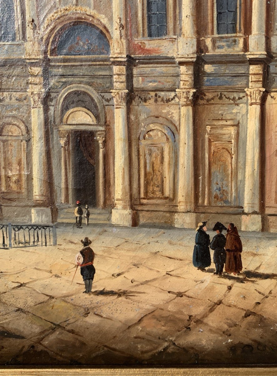 Pittore veneziano (XIX sec.) - Venezia, veduta del campo Santi Giovanni e Paolo. -photo-1