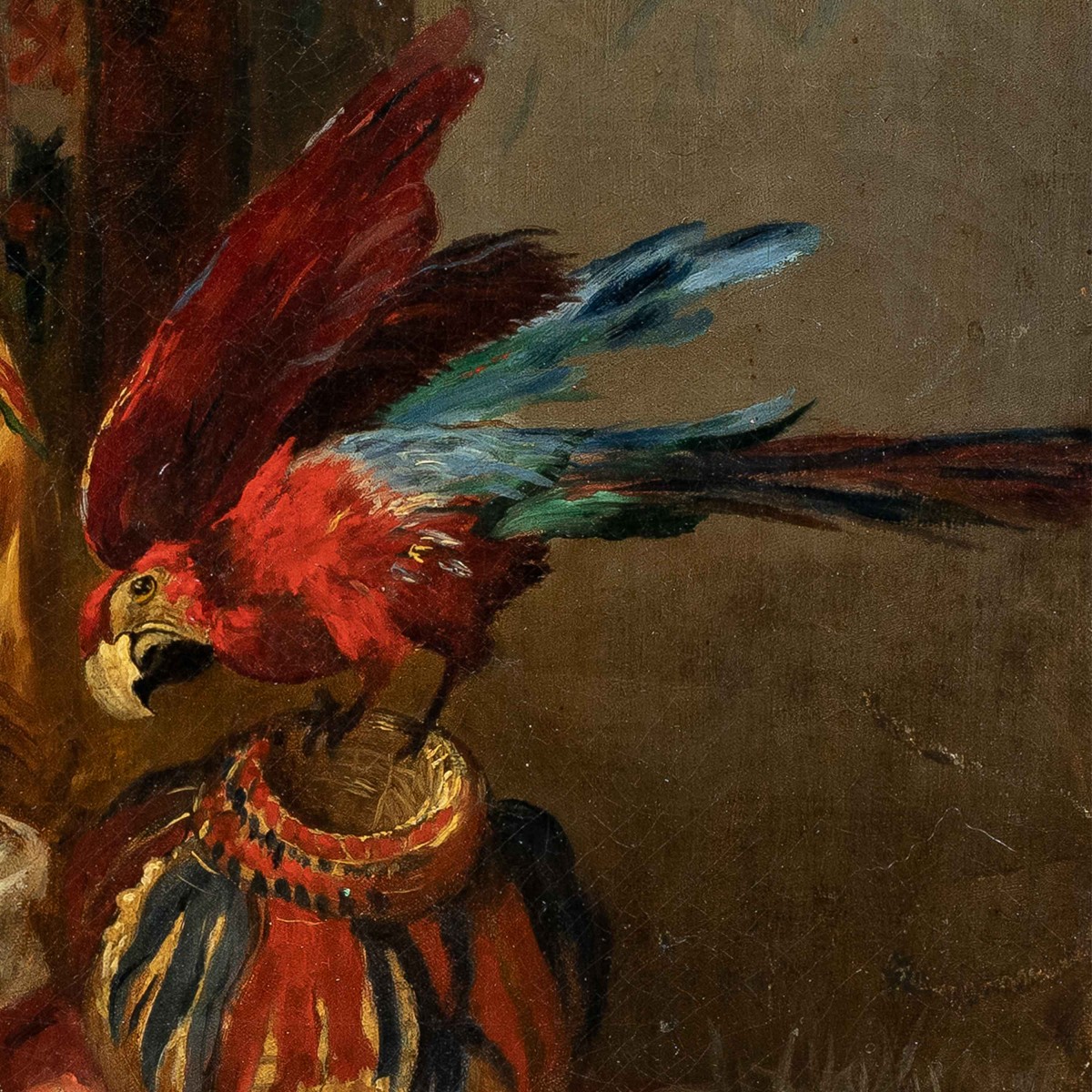 Pittore orientalista (XIX sec.) - Odalisca con pappagallo. -photo-3