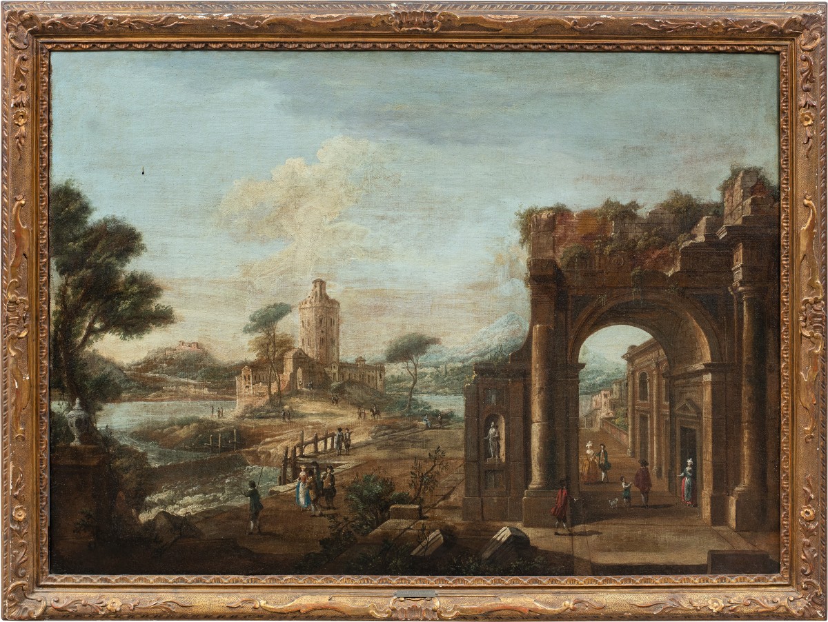 Francesco Battaglioli (Modena 1710 ca. - Venezia post 1796) - Capriccio architettonico.