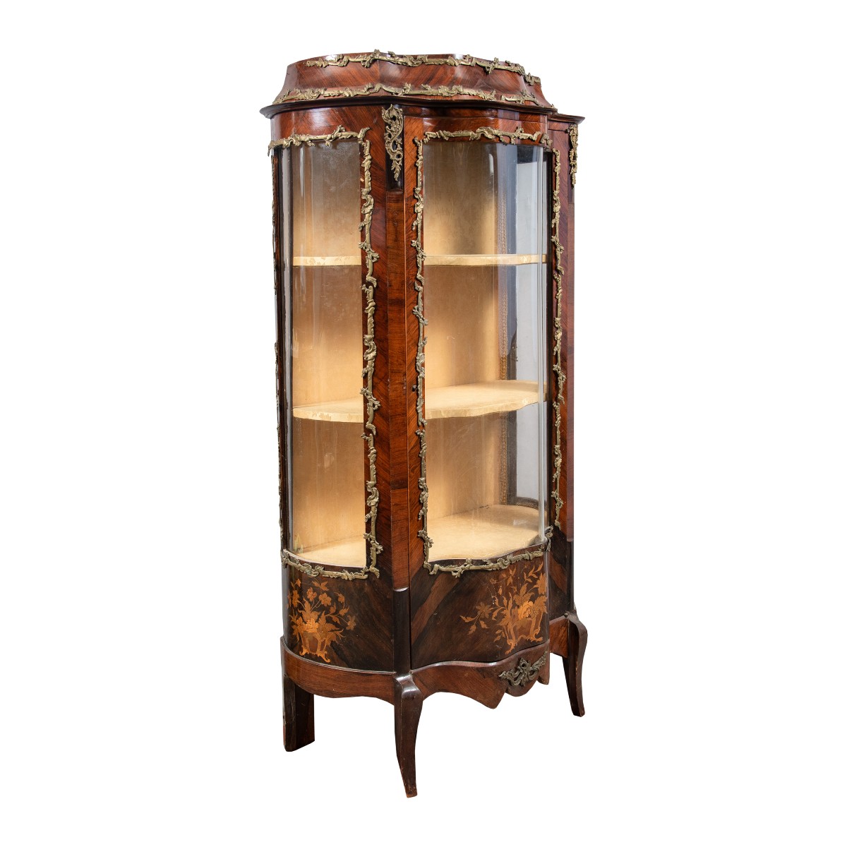 Vetrina impiallacciata in legni vari. Francia, fine XIX secolo. -photo-2