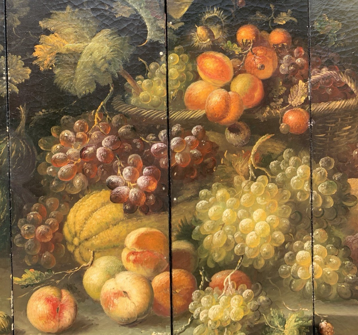 Paravento in cuoio dipinto. Italia, XIX secolo. -photo-2