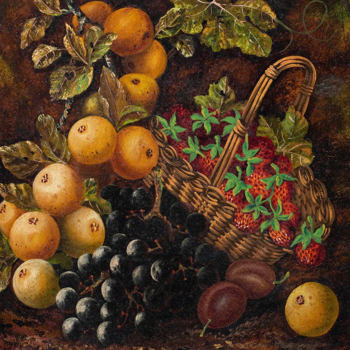 J. Clays (British, XIX-XX sec.) - Natura morta con cesto di frutta.-photo-2