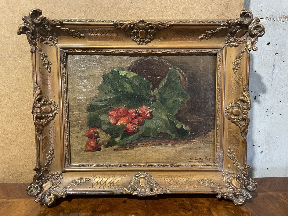 Octave Cartel (Belgio, 1884 - 1944) - Natura morta di fragole.-photo-4