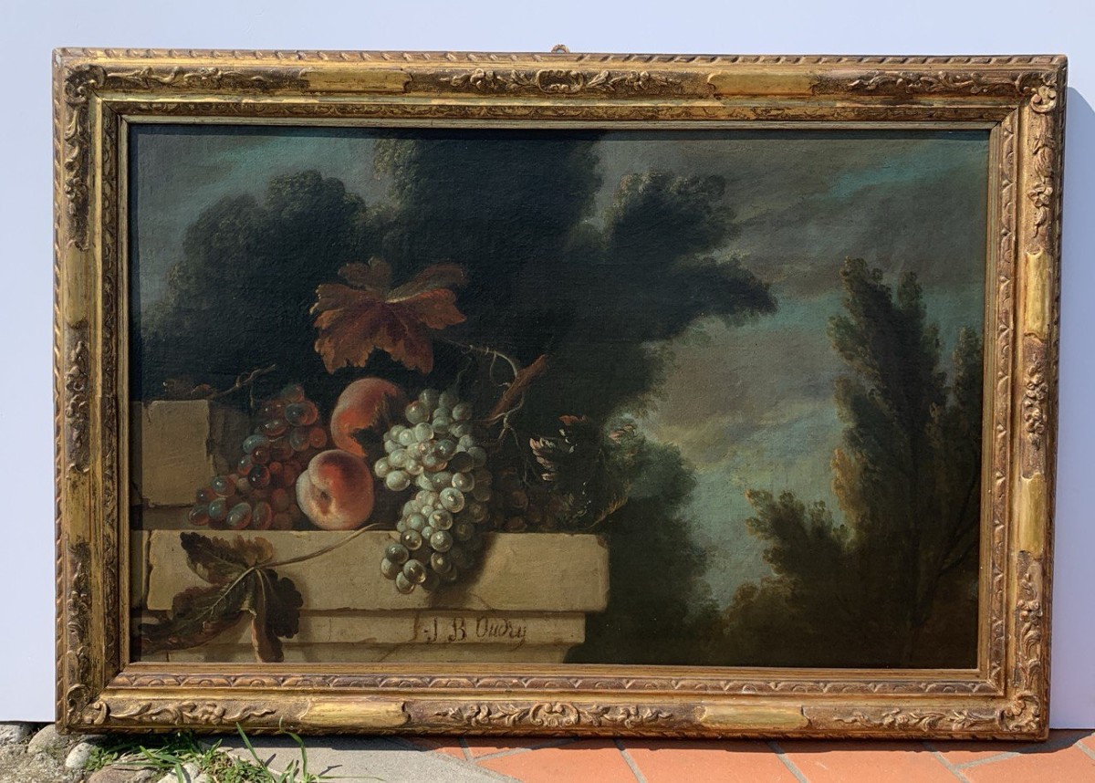 Jean-Baptiste Oudry (Parigi 1686 - Beauvais 1755) cerchia di - Architettura con natura morta.-photo-4