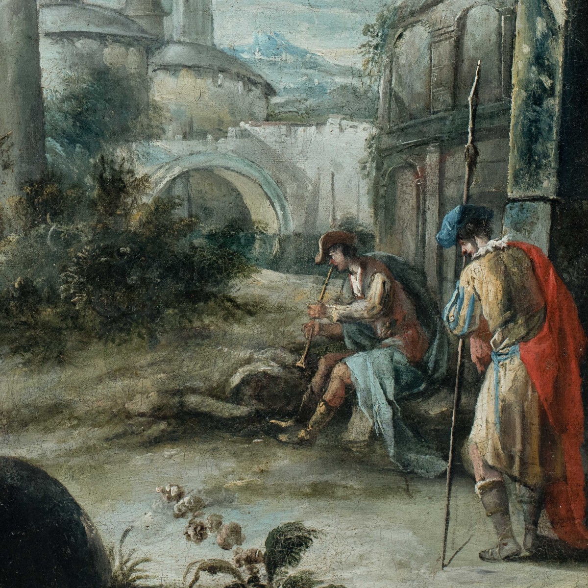 Antonio Stom (Venezia 1688 - Venezia 1734) - Capriccio architettonico con veduta di Padova.-photo-3