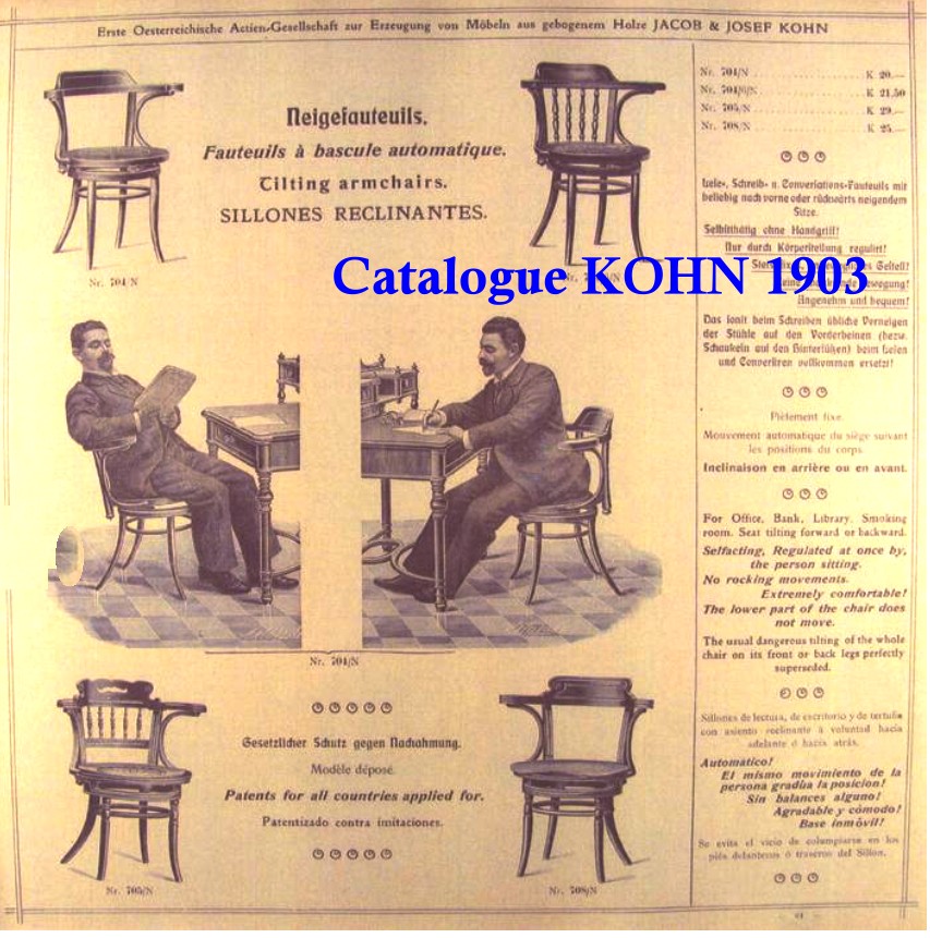 Poltroncina da ufficio in legno curvato e intagliato - Jacob & Josef Kohn, Vienna 1903/1904. -photo-3