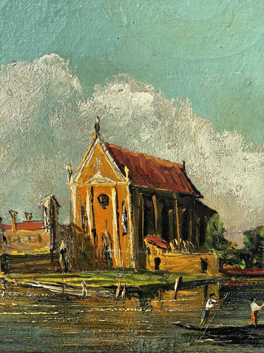 Pittore veneziano (XIX-XX secolo) — Venezia, veduta dell'Isola di San Cristoforo della Pace. -photo-1