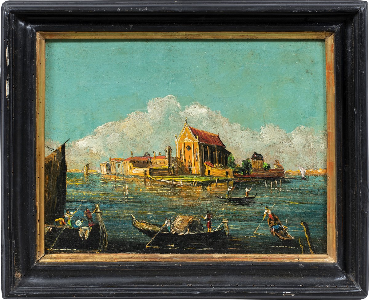 Pittore veneziano (XIX-XX secolo) — Venezia, veduta dell'Isola di San Cristoforo della Pace. 