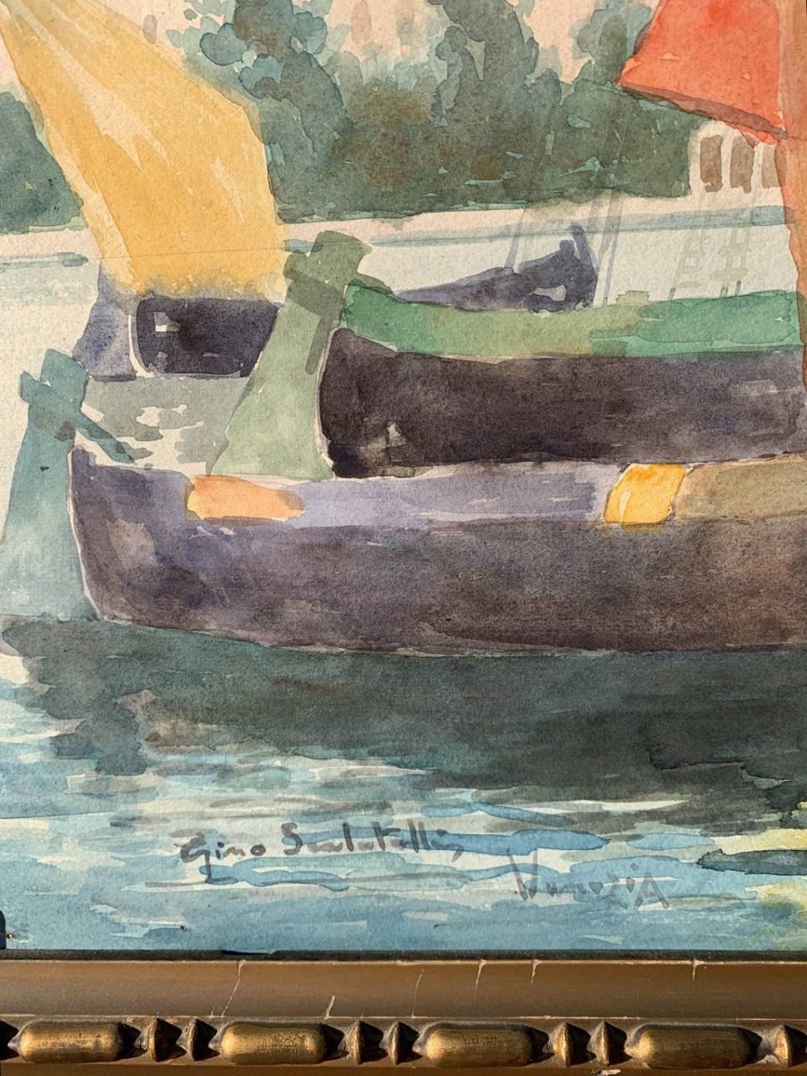 Gino Scalatelli (Venezia 1870 - Venezia 1920) - Venezia, veduta del bacino di San Marco. -photo-2