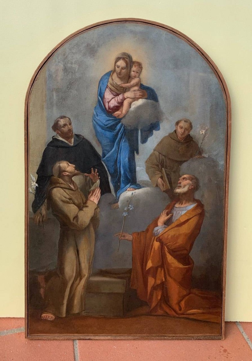 Giulio Carpioni (Venezia 1613 - Vicenza 1678) - Madonna con Bambino tra i santi.-photo-1