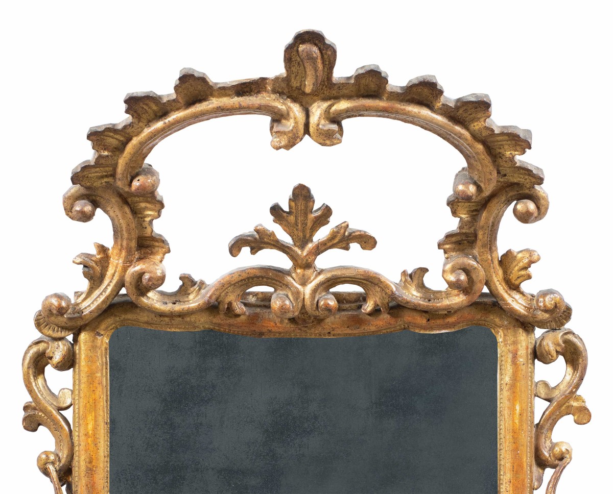 Specchiera in legno intagliato e dorato. Italia, XVIII secolo.-photo-2