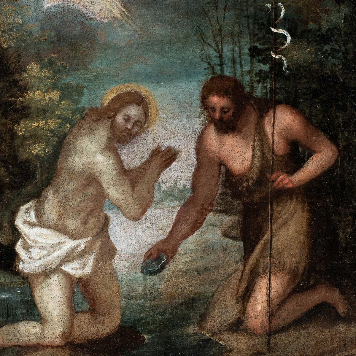 Bottega di Jacopo Palma il Giovane (Venezia 1548 - Venezia 1628) - Battesimo di Cristo.-photo-2