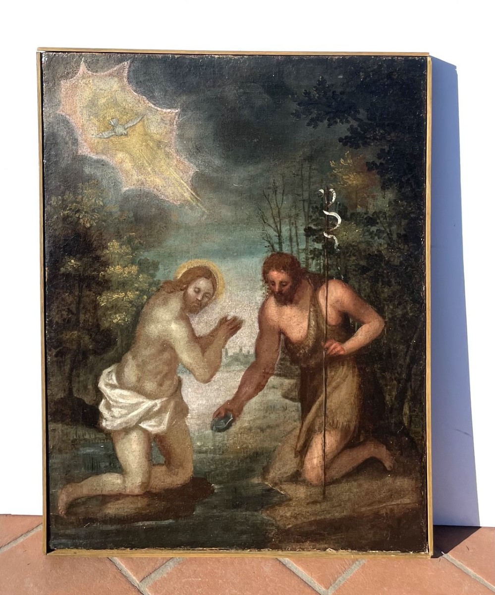 Bottega di Jacopo Palma il Giovane (Venezia 1548 - Venezia 1628) - Battesimo di Cristo.-photo-4