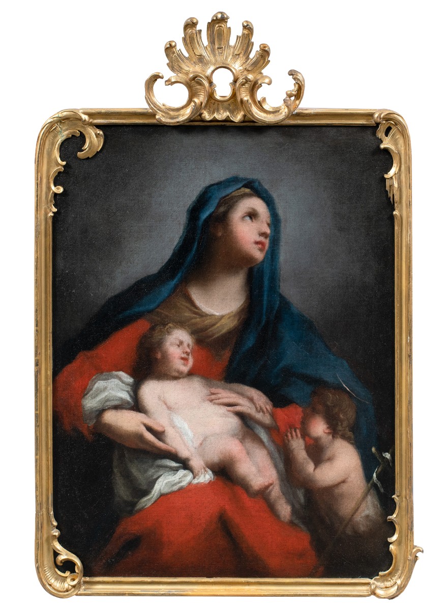 Jacopo Amigoni (Venezia 1682 - Madrid 1752) - Madonna con Bambino e San Giovannino.