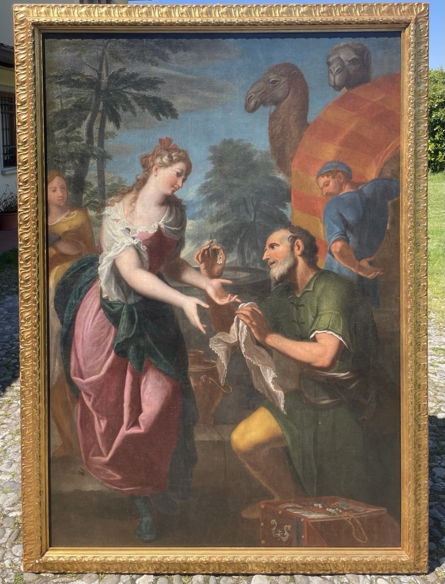 Gregorio Lazzarini (Venezia 1655 - Villabona Veronese 1730) - Rebecca ed Eleazaro al pozzo.-photo-1