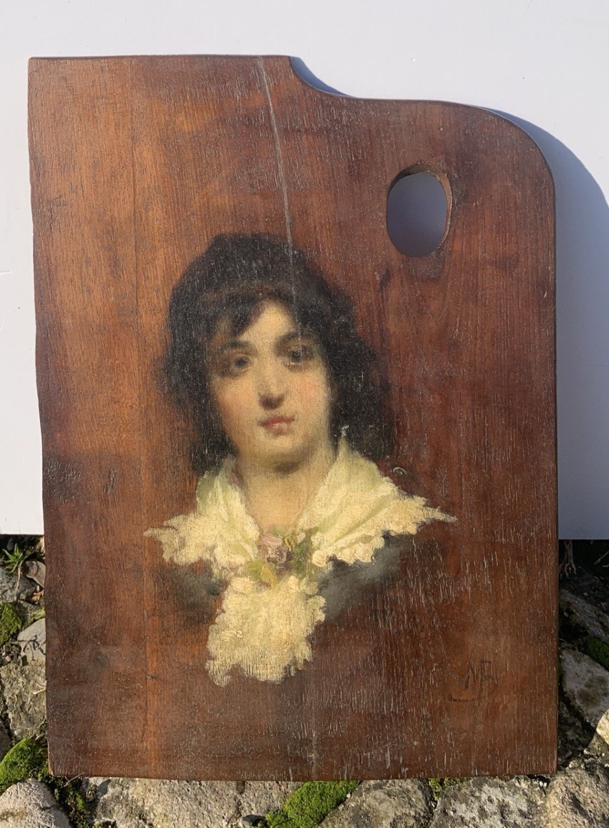 Attribuito a Mosè Bianchi (Monza 1840 - Monza 1904) - Ritratto di fanciulla.-photo-4