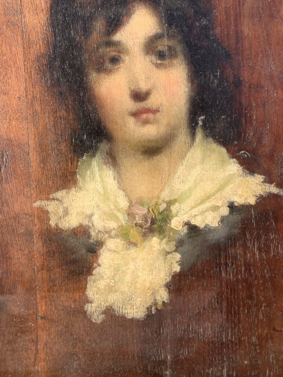 Attribuito a Mosè Bianchi (Monza 1840 - Monza 1904) - Ritratto di fanciulla.-photo-2