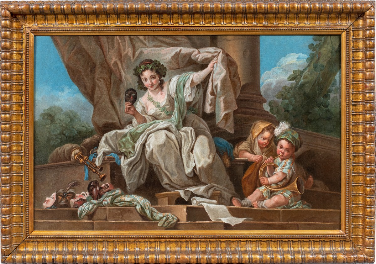 Cerchia di Charles-André van Loo (Nizza 1705 - Parigi 1765) - Allegoria della Commedia.